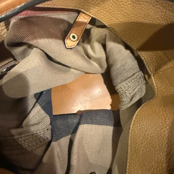 Elegant Tan and Black Burberry Hobo Bag with Tassel - Picture 9 of 15